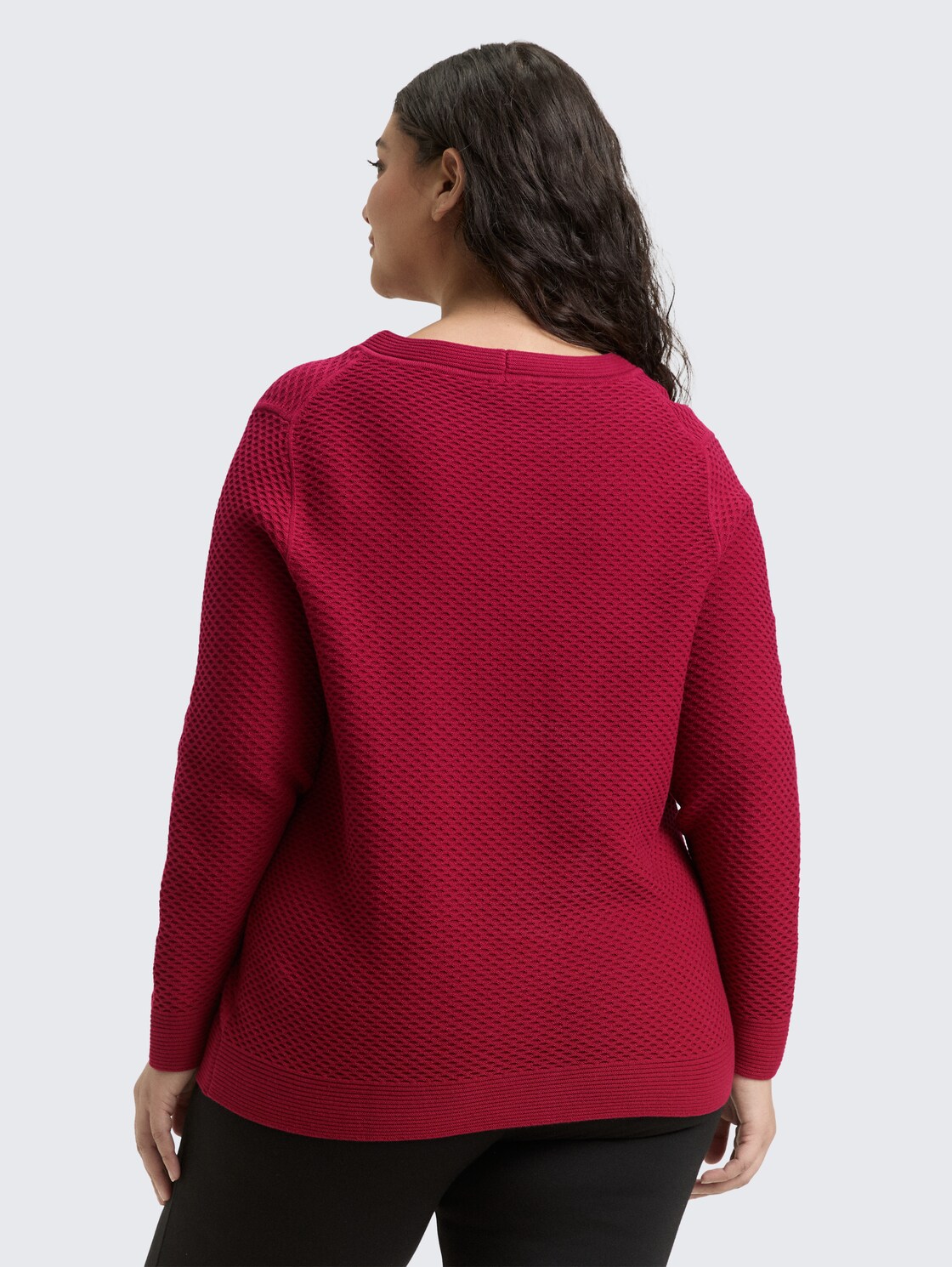 Plus Size - Loose Fit Strickpullover aus Baumwolle - Rumba Red