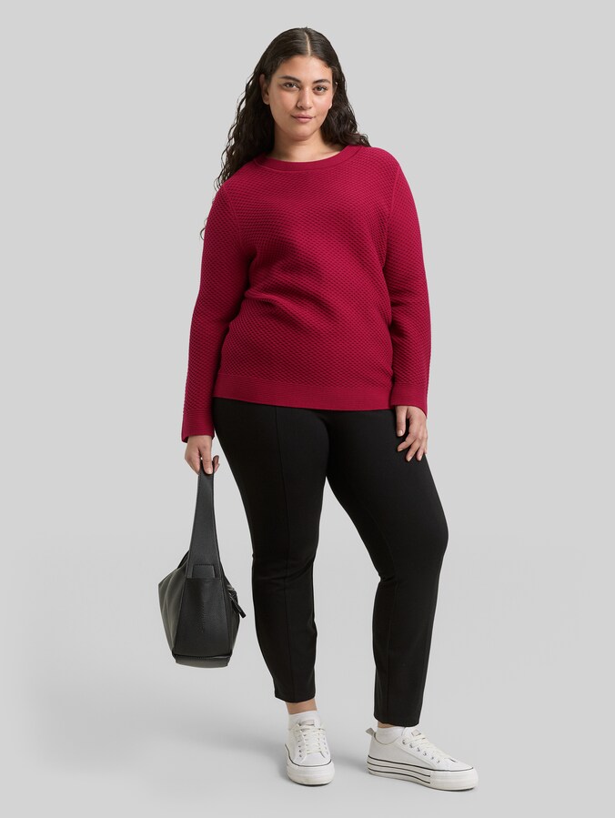 Plus Size - Loose Fit Strickpullover aus Baumwolle von Women Plus Size, Rumba Red