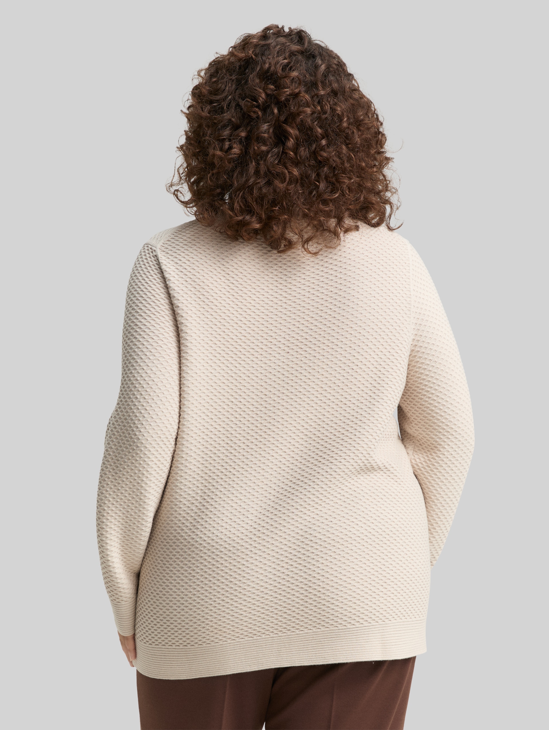 Plus Size - Loose Fit Strickpullover aus Baumwolle - sand stone beige