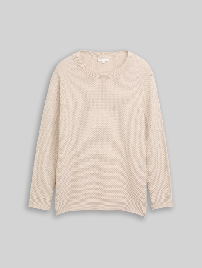 Plus Size - Loose Fit Strickpullover aus Baumwolle von Women Plus Size, sand stone beige