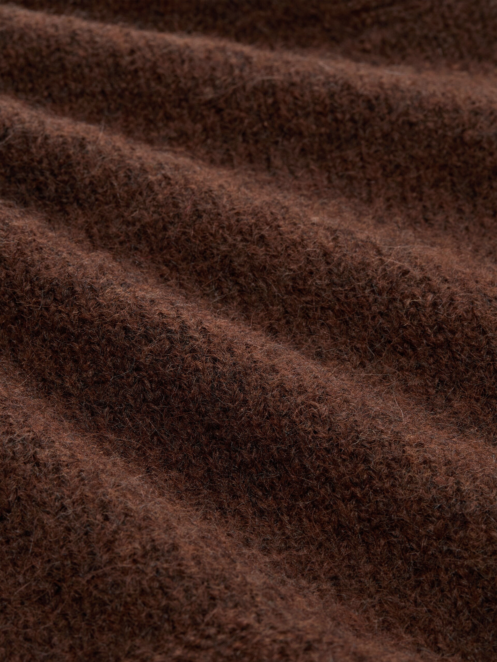 Plus Size - Loose Fit Strickpullover mit Wollanteil - dark pecan brown melange - Material-Ansicht