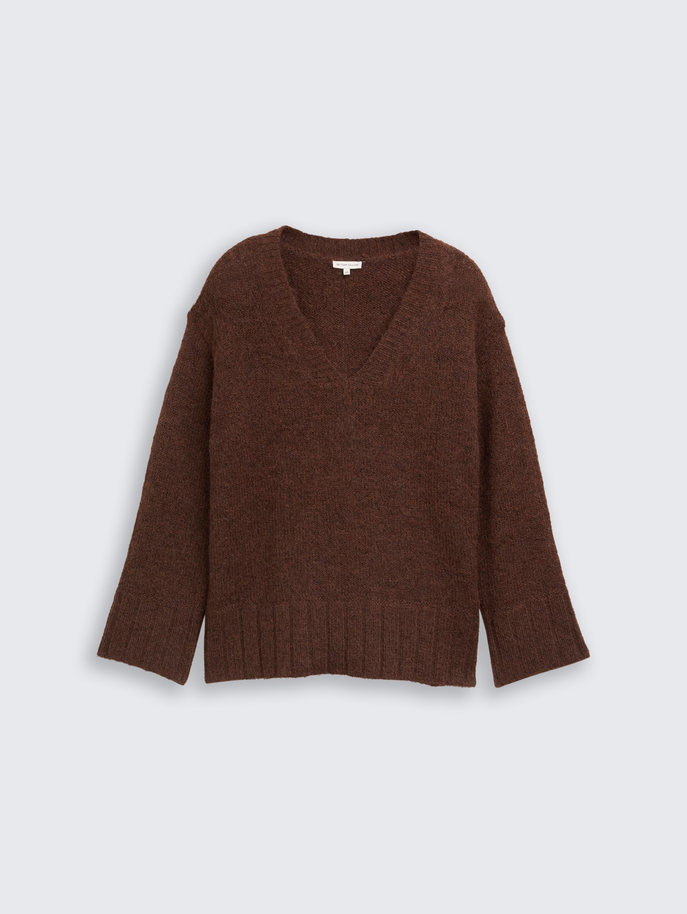 Plus Size - Loose Fit Strickpullover mit Wollanteil - dark pecan brown melange