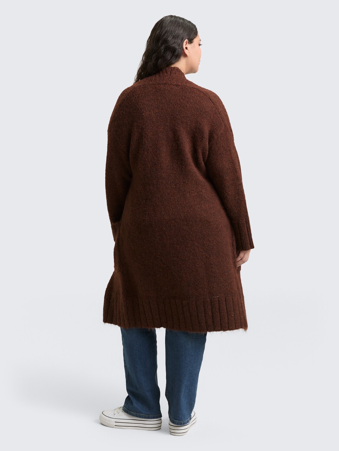 Plus Size - Oversize Cardigan mit Wollanteil - dark pecan brown melange