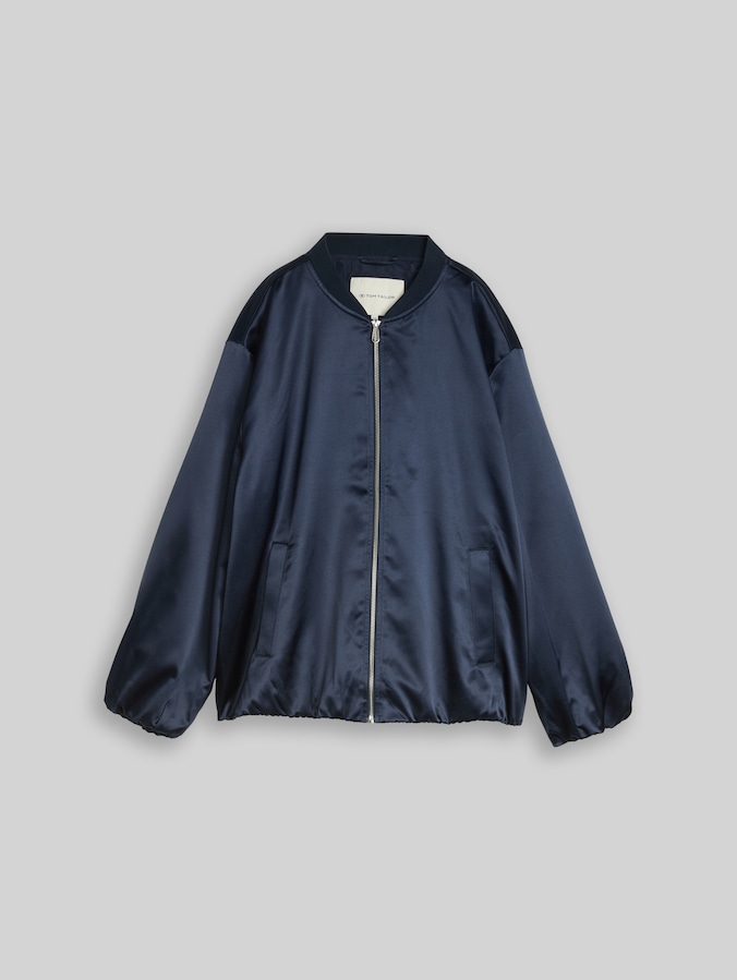 Plus Size - Satin Blouson Jacke mit Bomberkragen von Women Plus Size, sky captain blue