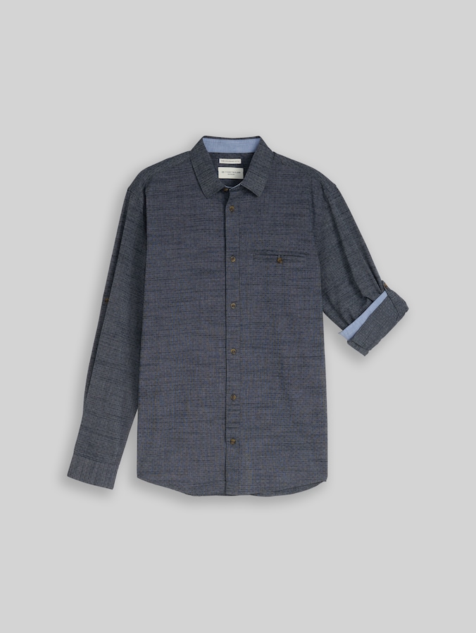 Chemise coupe classique avec fonction turn-up par Men, navy blue structure