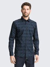 Chemise ajustée à motif - navy round design - Découpe Vue de face du modèle