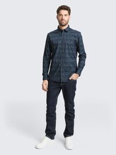 Chemise ajustée à motif - navy round design - Vue de face du modèle