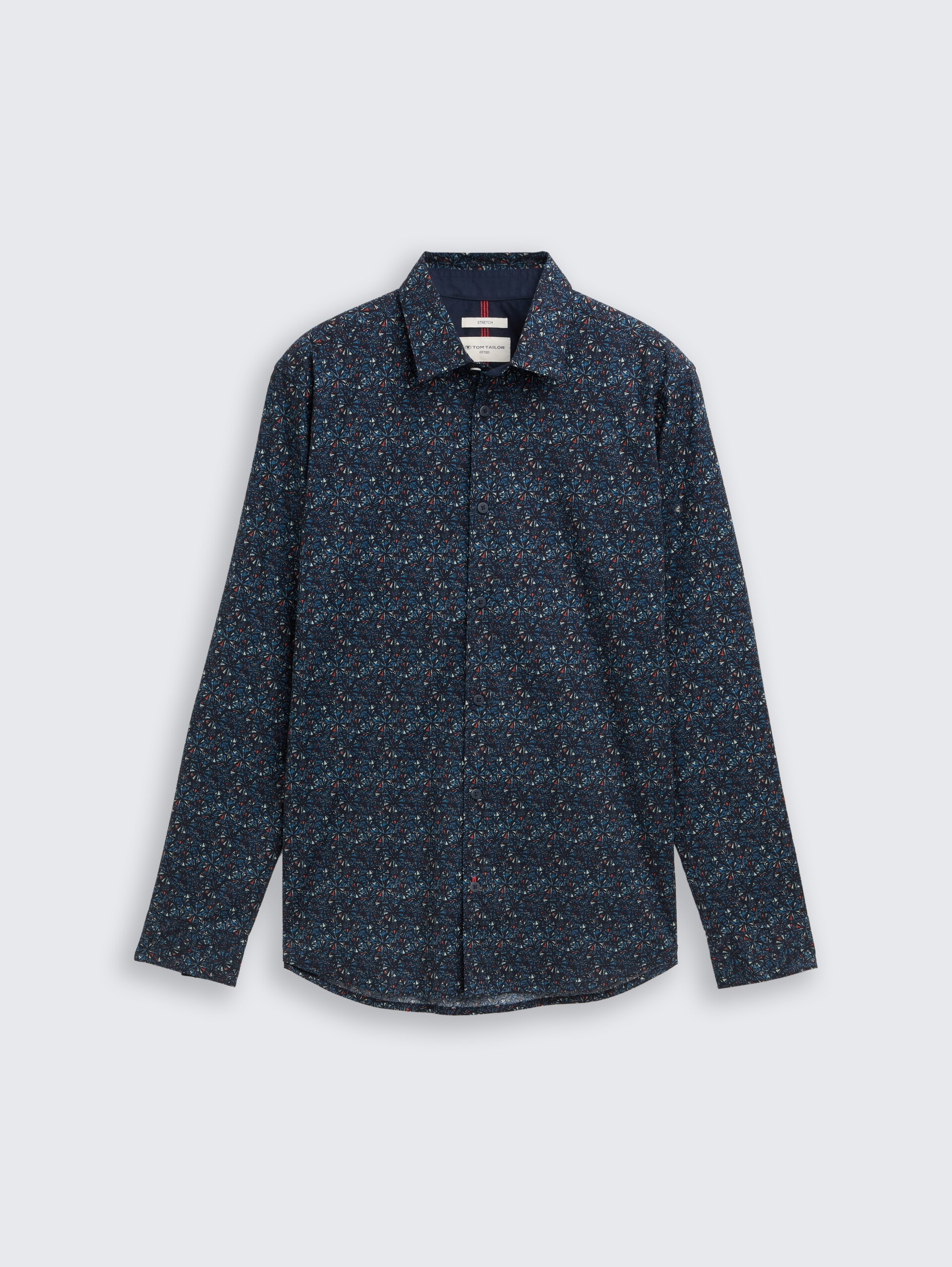 Fitted Hemd mit Muster - navy round design - Vorder-Produkt-Ansicht