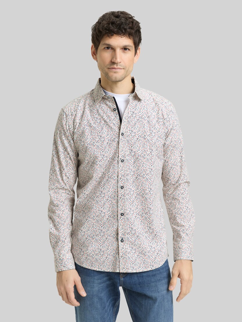 Fitted Hemd mit Muster von Men, white abstract design