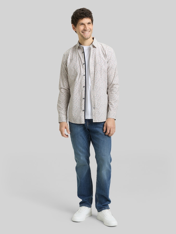 Fitted Hemd mit Muster von Men, white abstract design