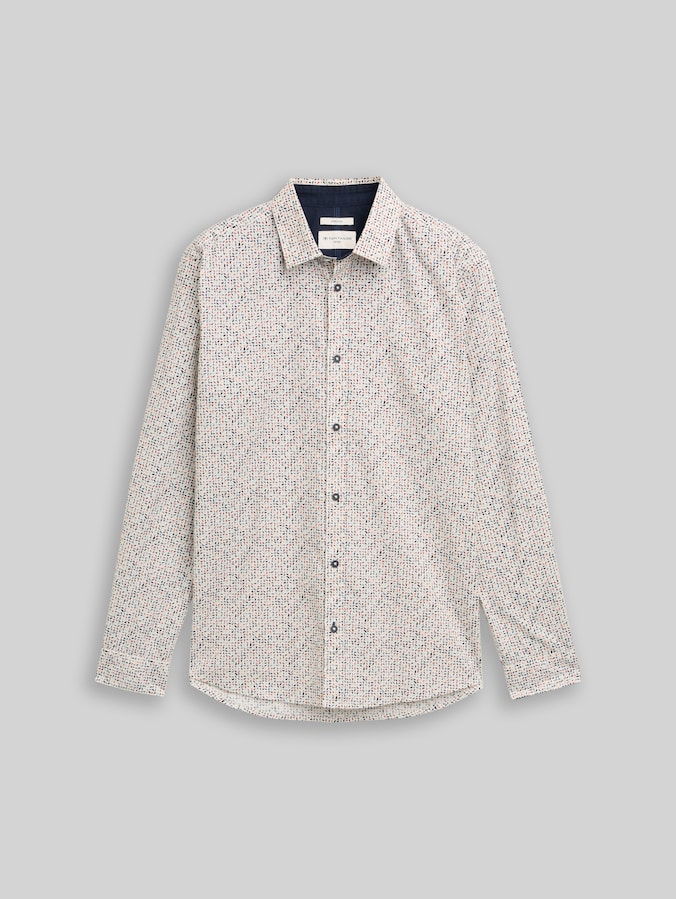 Fitted Hemd mit Muster von Men, white abstract design