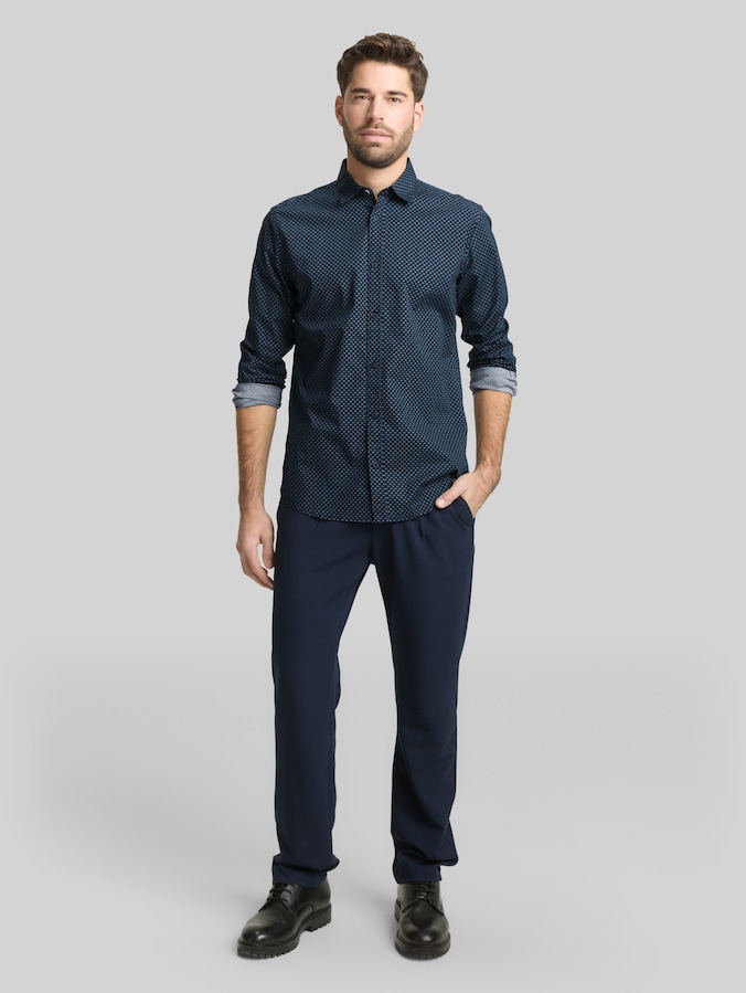 Fitted Hemd mit Muster von Men, navy diamond design
