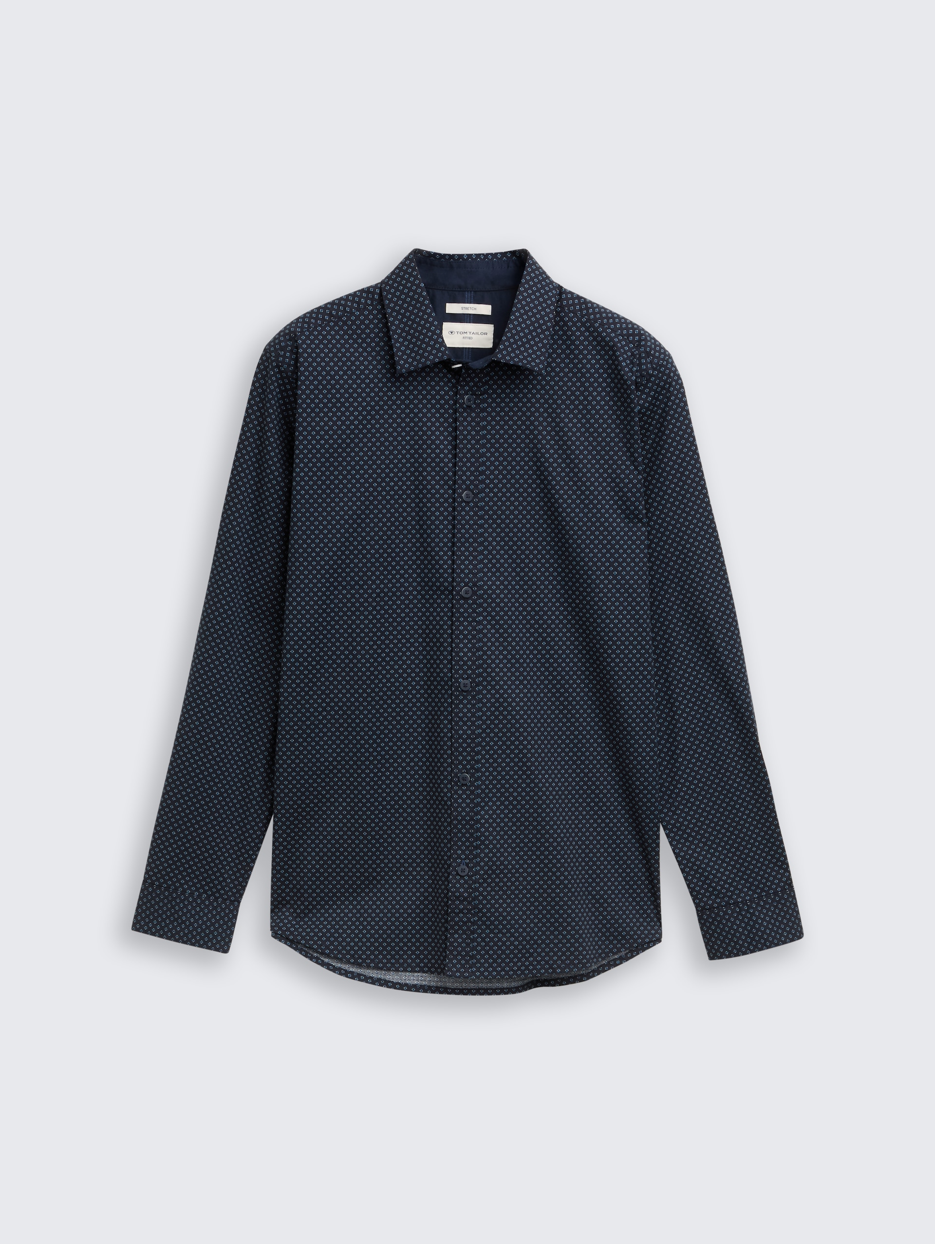 Getailleerd overhemd met patroon - navy diamond design - Product vooraanzicht