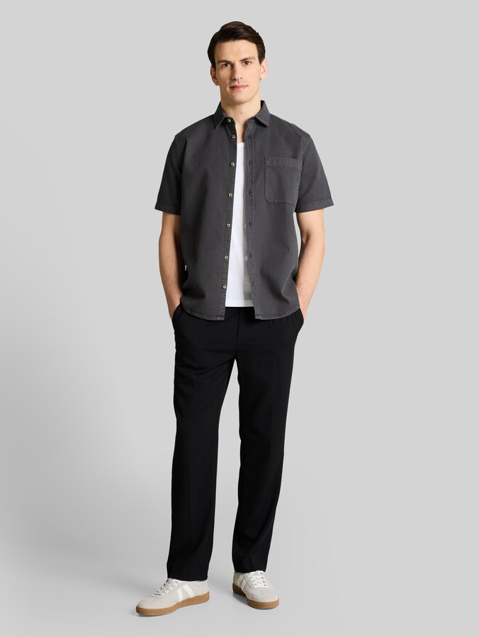 Regular Fit Kurzarmhemd mit Waffelstruktur von Men, Tarmac Grey