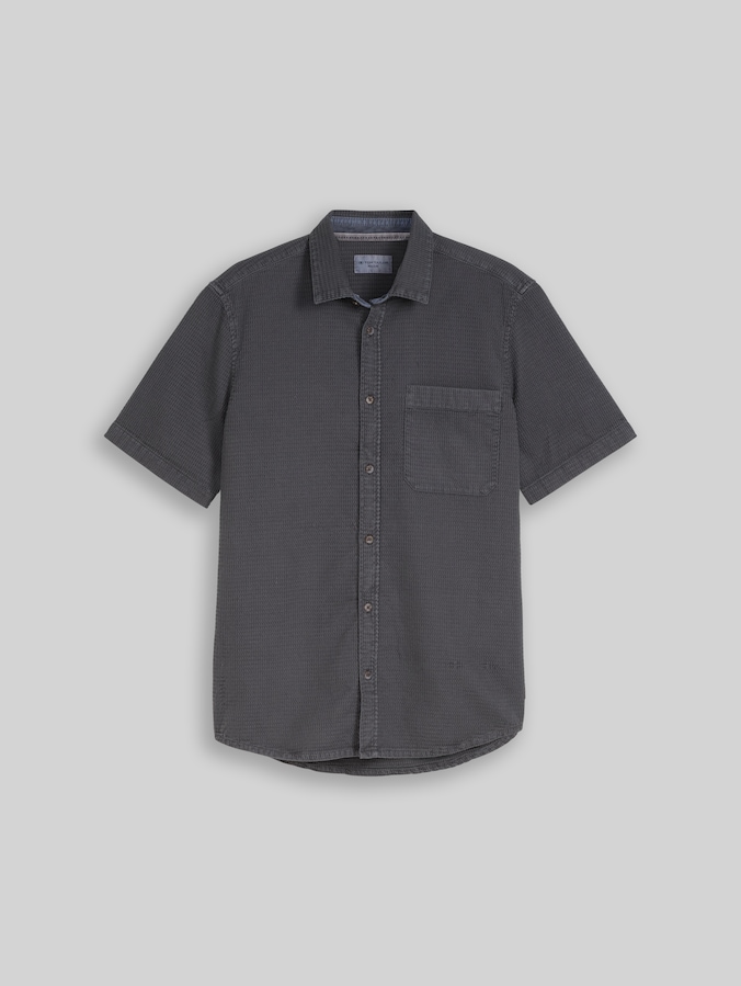 Regular Fit Kurzarmhemd mit Waffelstruktur von Men, Tarmac Grey