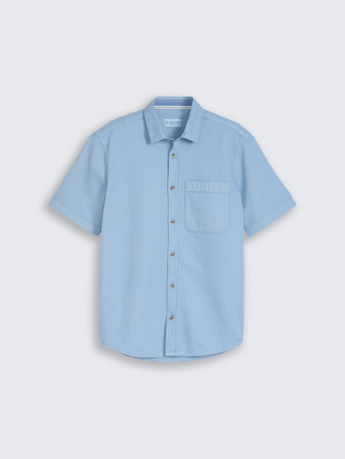 Regular Fit Kurzarmhemd mit Waffelstruktur - mountain spring blue - Vorder-Produkt-Ansicht