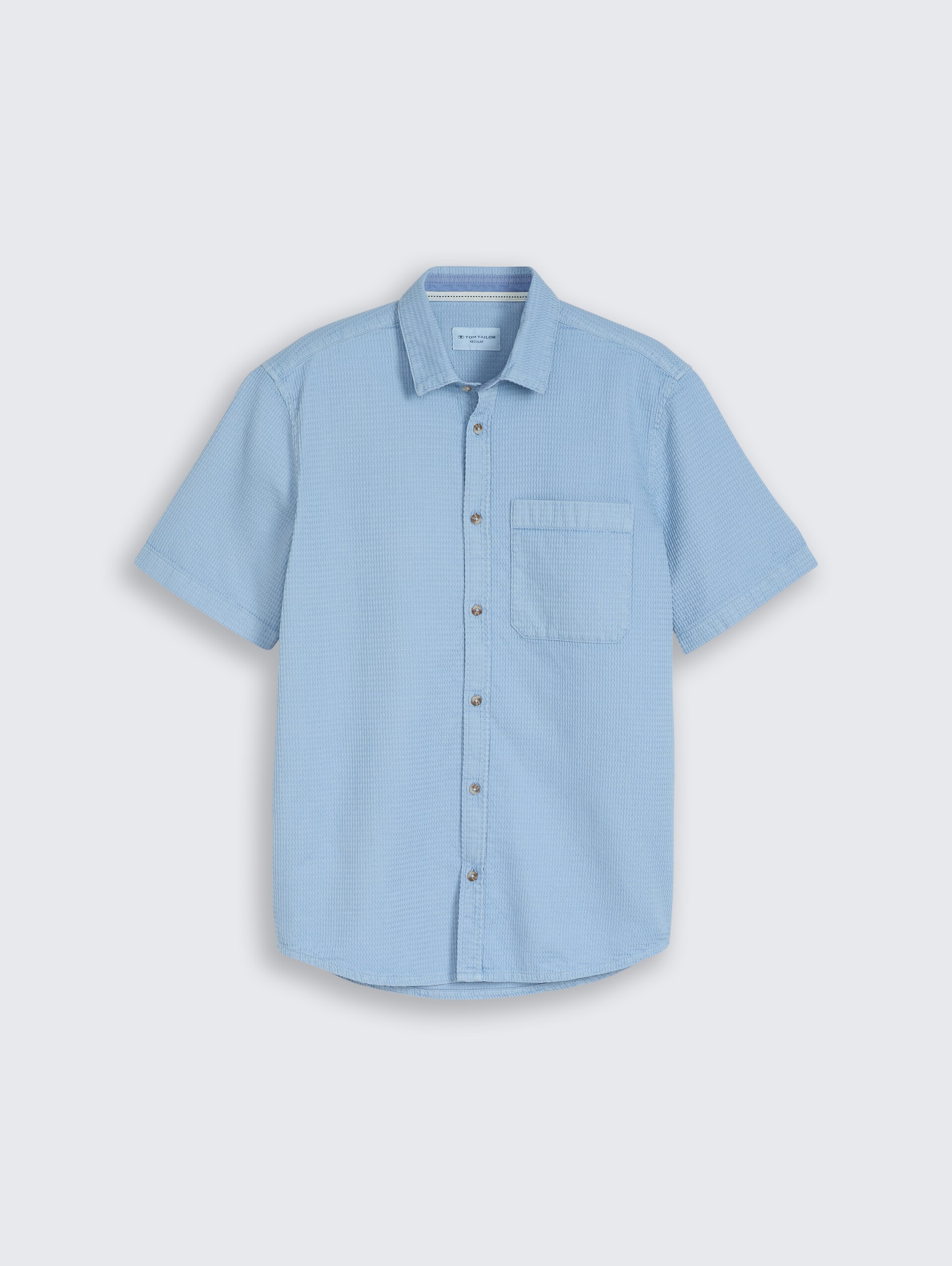 Regular Fit Kurzarmhemd mit Waffelstruktur - mountain spring blue - Vorder-Produkt-Ansicht