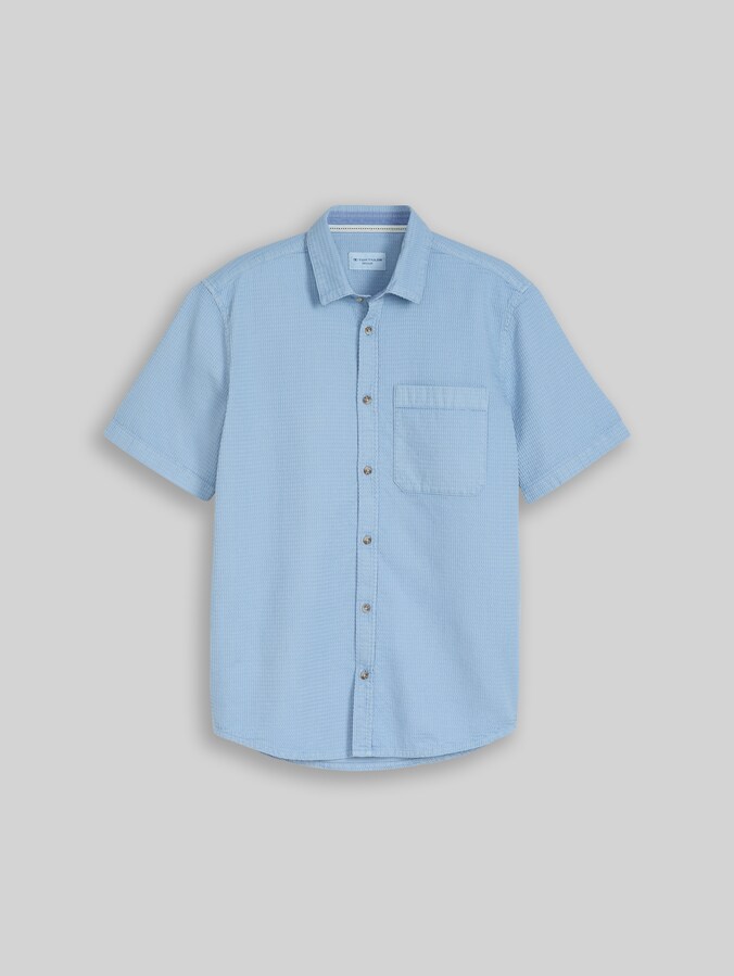 Regular Fit Kurzarmhemd mit Waffelstruktur von Men, mountain spring blue