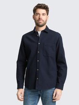 Regular Fit Hemd mit Waffelstruktur - sky captain blue - Ausschnitt Model-Vorderansicht