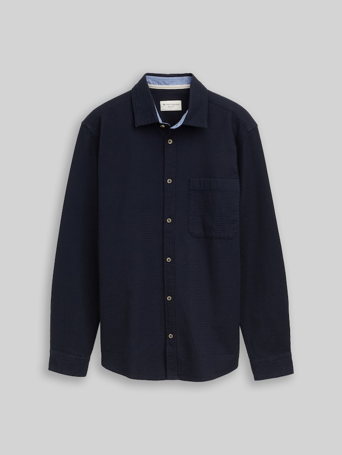 Chemise coupe classique à texture gaufrée par Men, sky captain blue