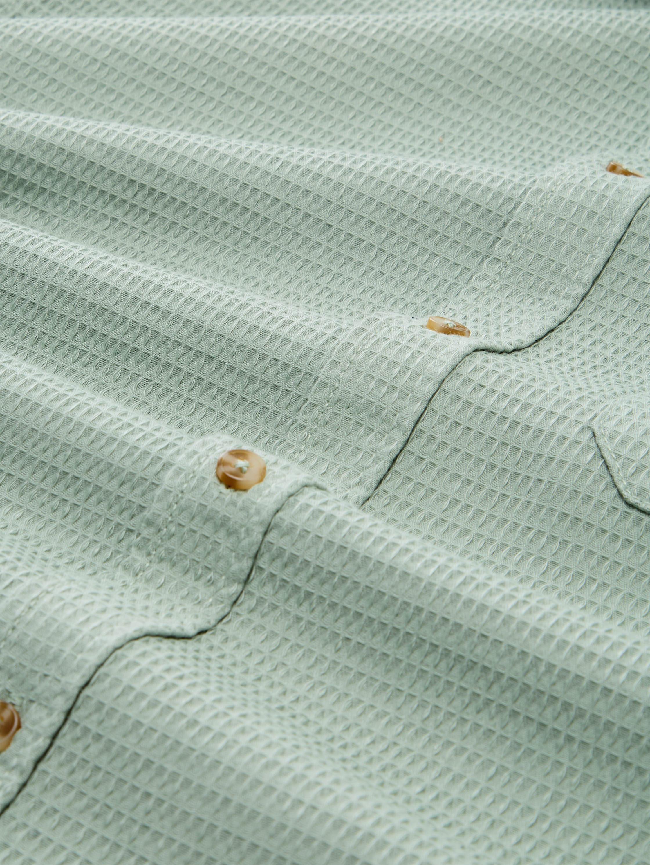 Regular Fit Hemd mit Waffelstruktur - soft greyish green - Material-Ansicht