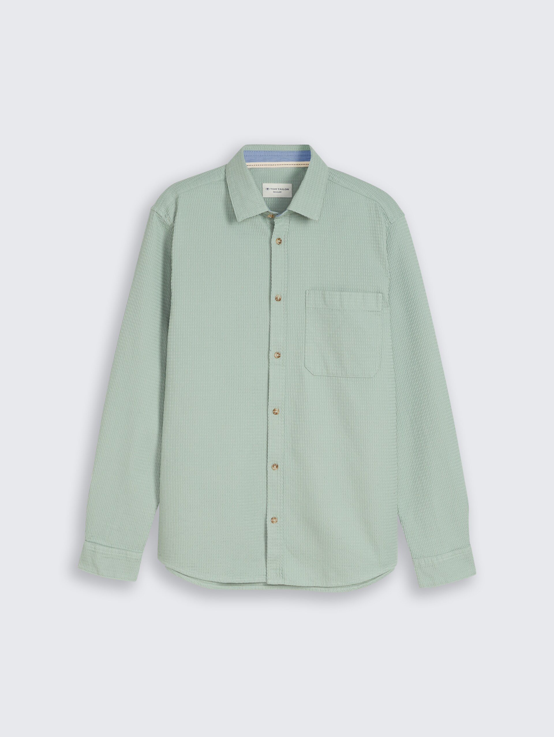 Regular Fit Hemd mit Waffelstruktur - soft greyish green - Vorder-Produkt-Ansicht