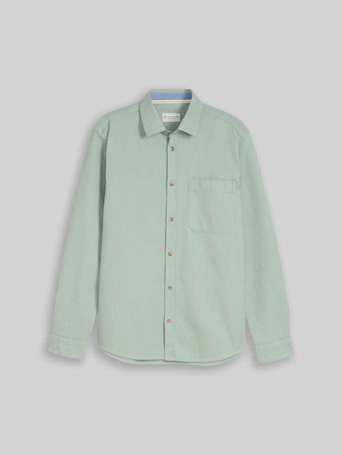 Regular fit overhemd met wafelstructuur door Men, soft greyish green