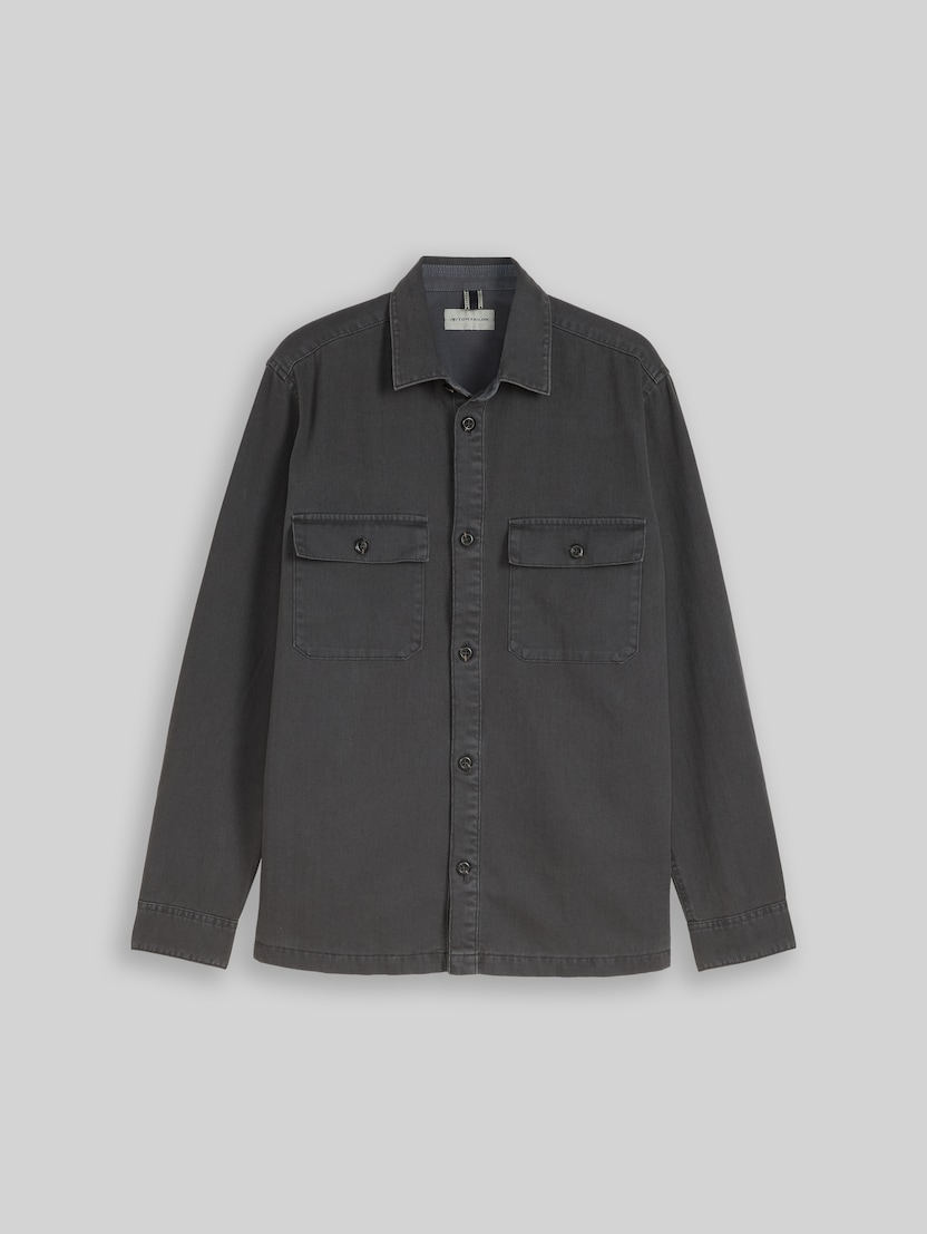 Overshirt with a washed look by Men, Tarmac Grey