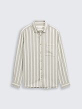 Regular Fit Dobby Hemd aus strukturiertem Baumwollstoff - gree white big stripe - Vorder-Produkt-Ansicht