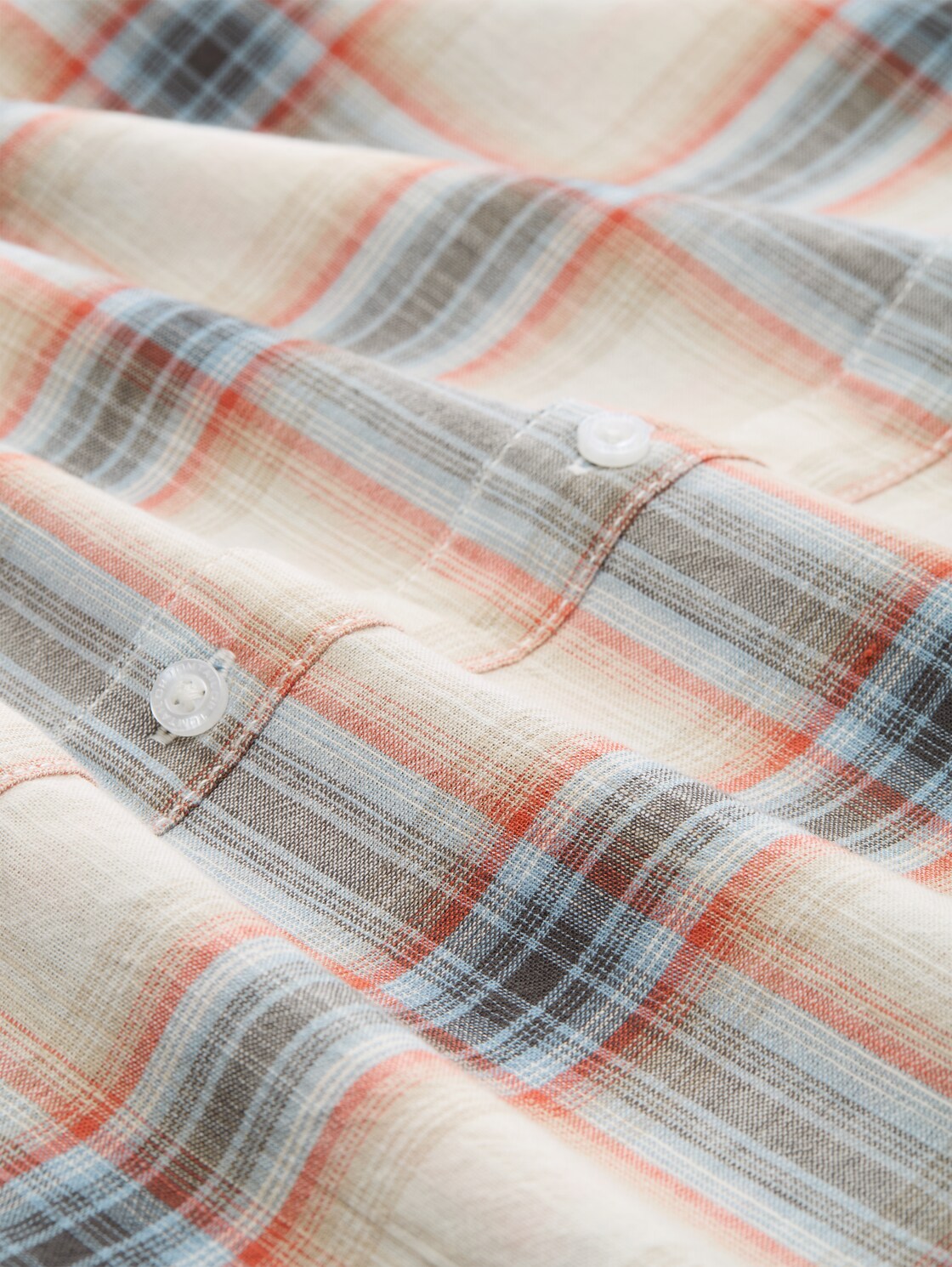 Regular Fit Kurzarmhemd mit Karomuster - white multicolor check - Material-Ansicht