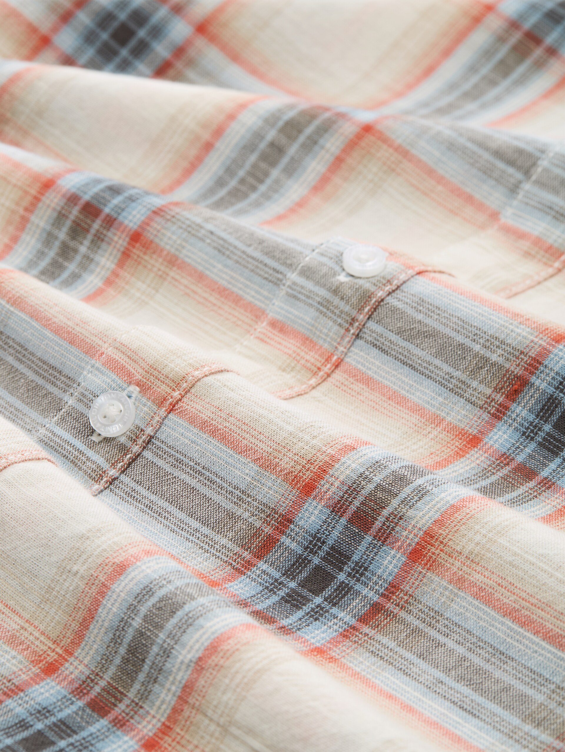 Regular fit overhemd met korte mouwen en ruitjesmotief - white multicolor check - Materiaalweergave