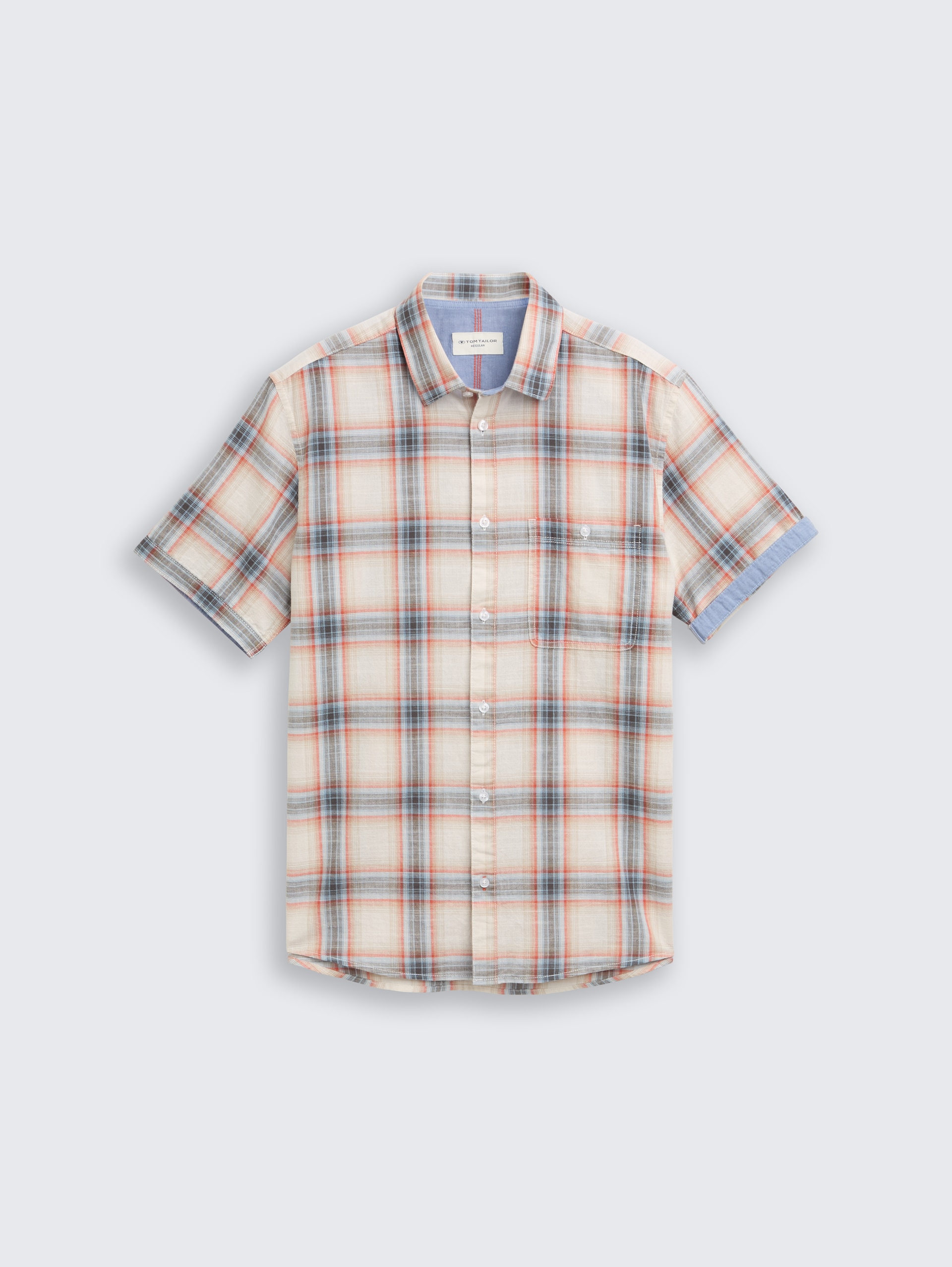 Regular fit overhemd met korte mouwen en ruitjesmotief - white multicolor check - Product vooraanzicht
