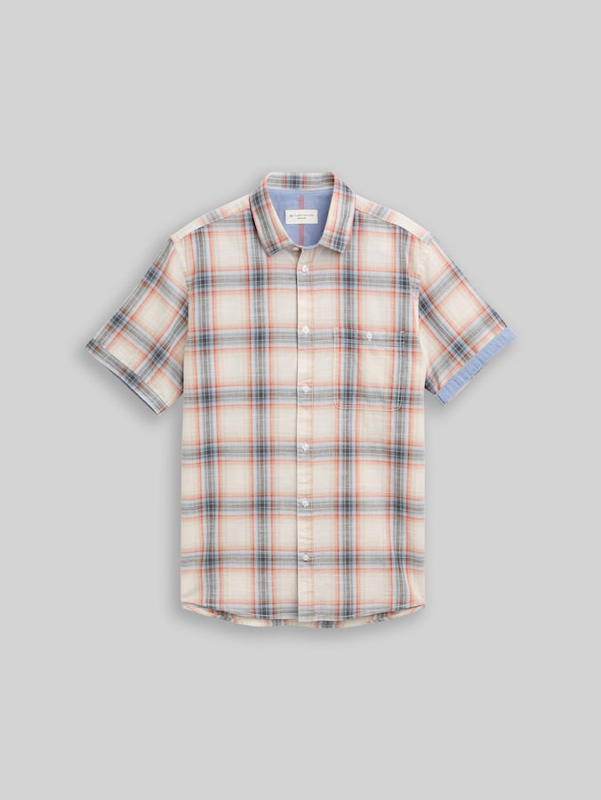 Regular Fit Kurzarmhemd mit Karomuster von Men, white multicolor check