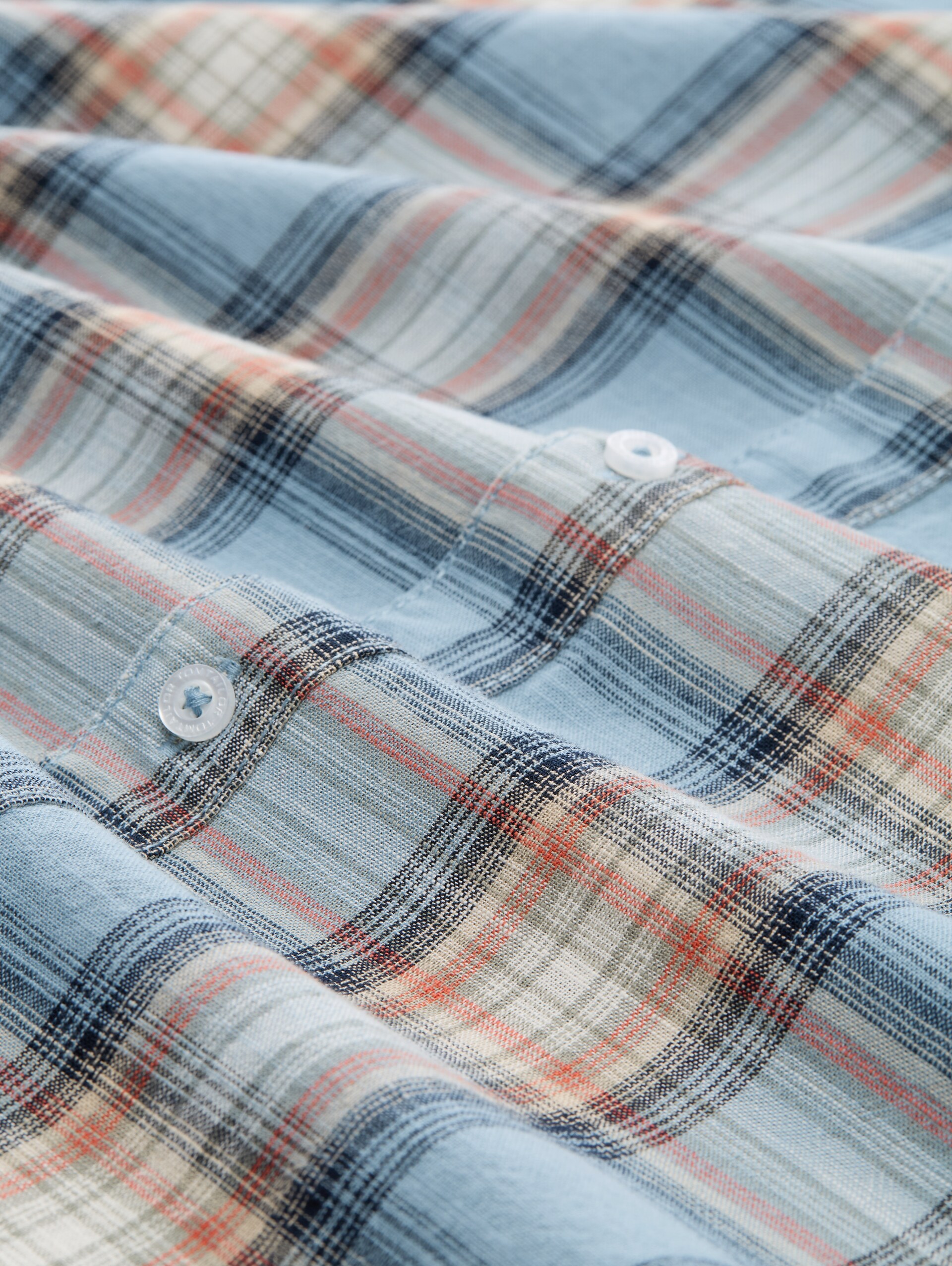 Regular fit overhemd met korte mouwen en ruitjesmotief - blue multicolor check - Materiaalweergave