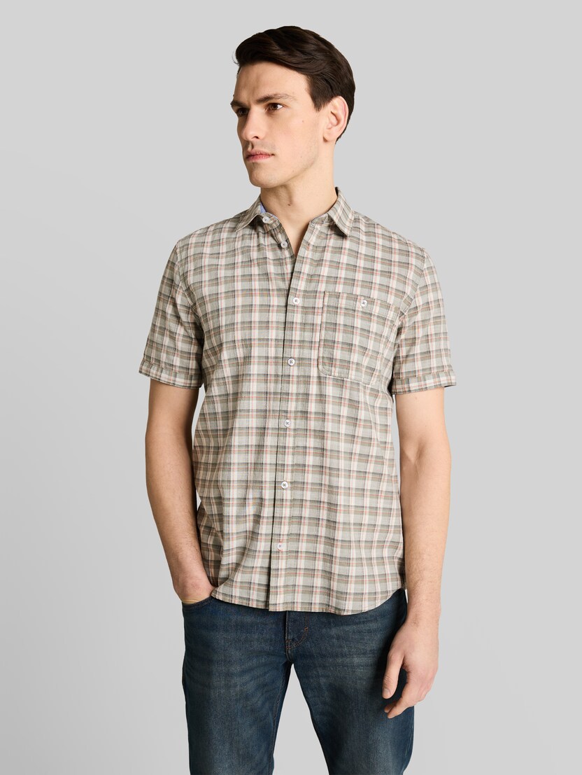 Regular Fit Kurzarmhemd mit Karomuster von Men, green white check