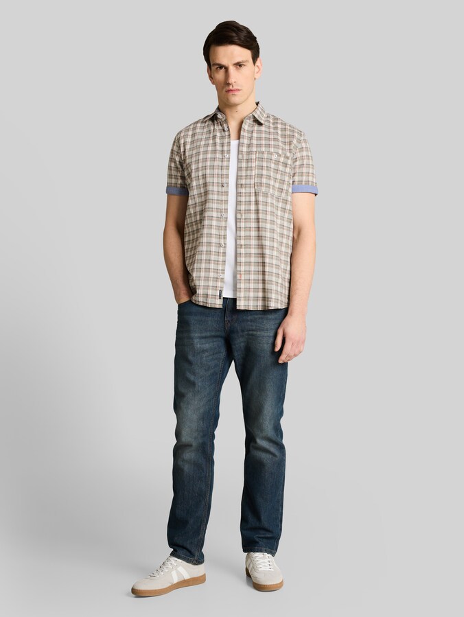Regular Fit Kurzarmhemd mit Karomuster von Men, green white check