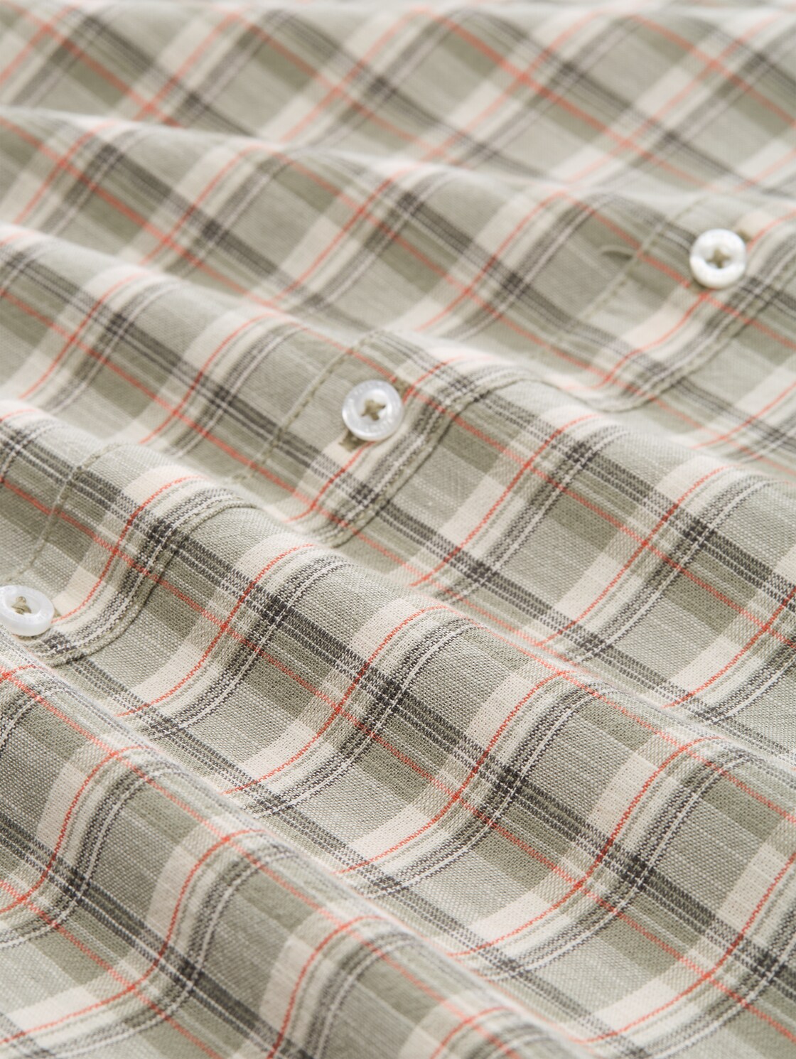 Regular Fit Kurzarmhemd mit Karomuster - green white check - Material-Ansicht