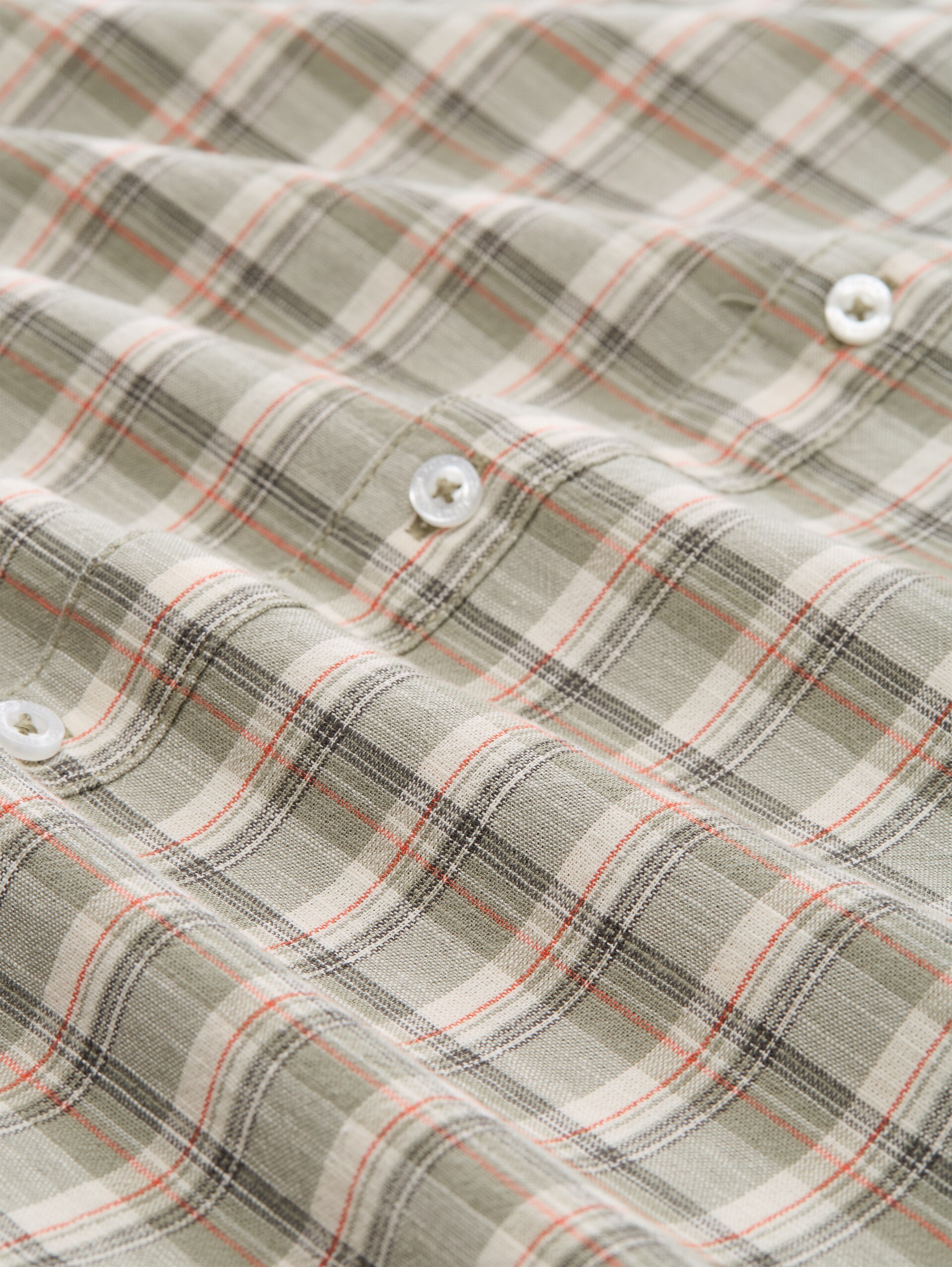 Regular fit overhemd met korte mouwen en ruitjesmotief - green white check - Materiaalweergave
