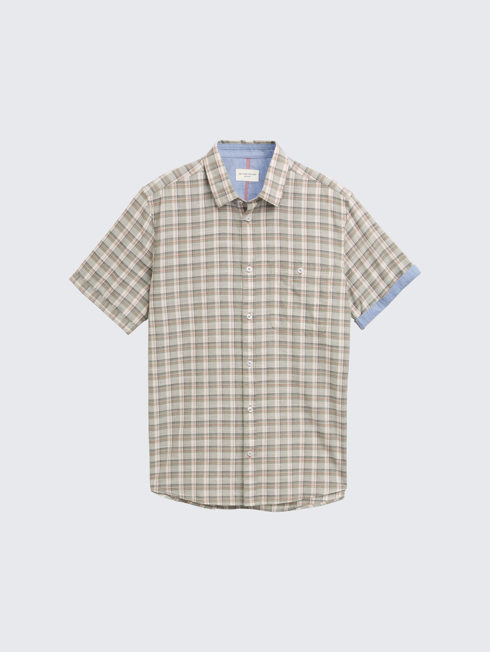Regular fit overhemd met korte mouwen en ruitjesmotief - green white check - Product vooraanzicht