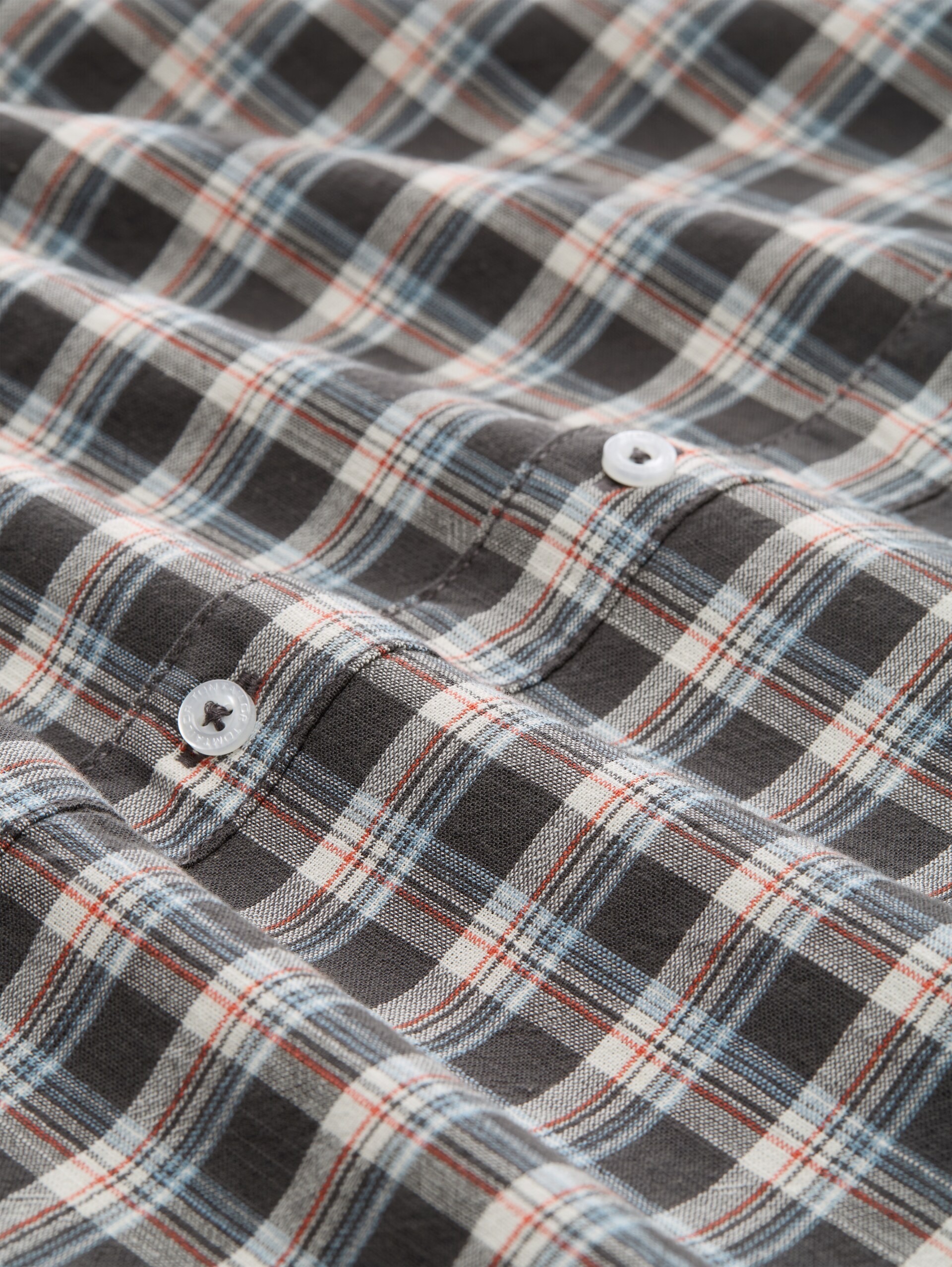 Regular fit overhemd met korte mouwen en ruitjesmotief - grey white check - Materiaalweergave