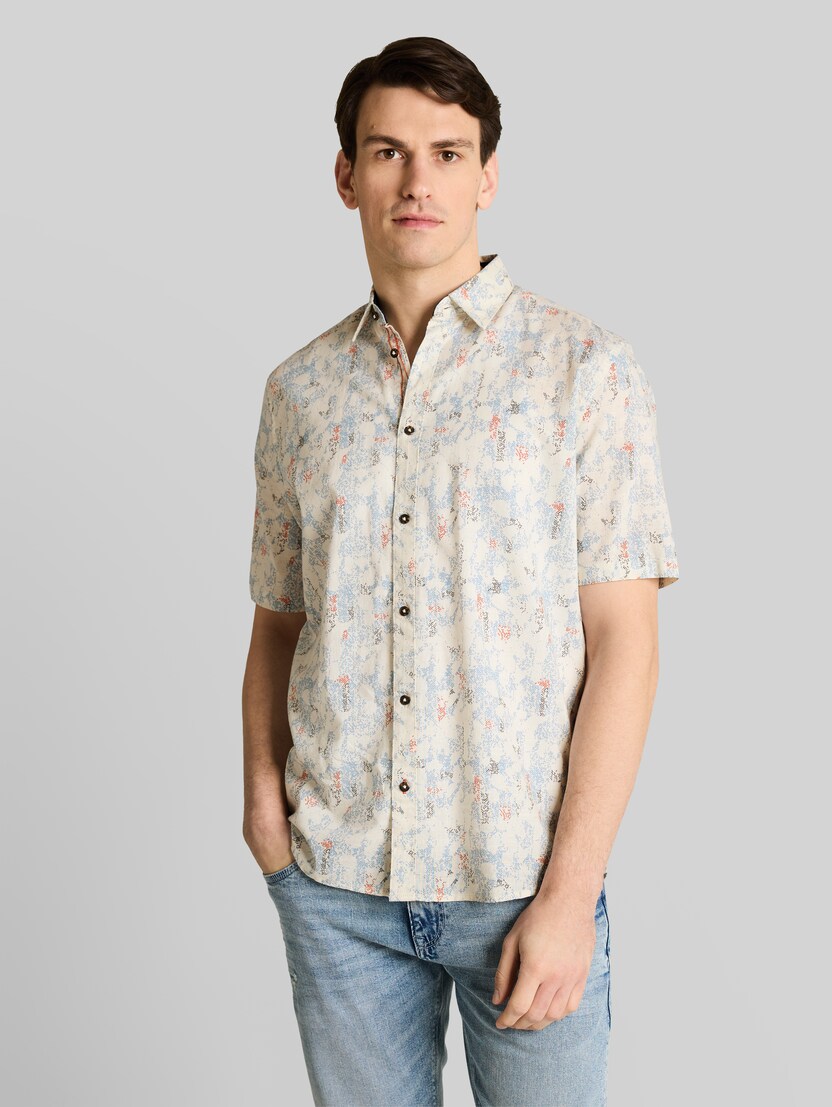 Comfort Fit Kurzarmhemd mit Muster von Men, offwhite structure design