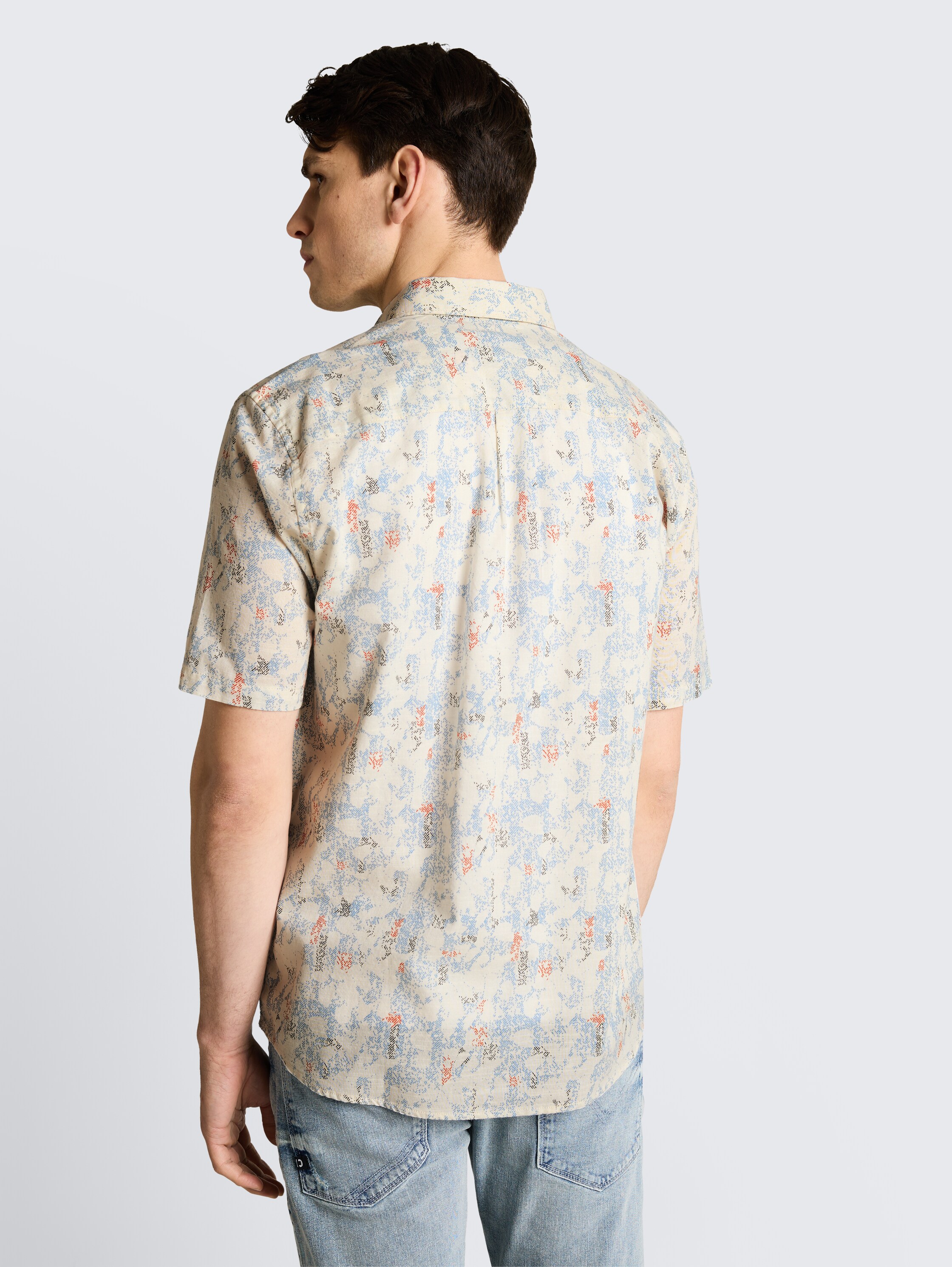 Comfort Fit shirt met korte mouwen en patroon - offwhite_structure_design - 