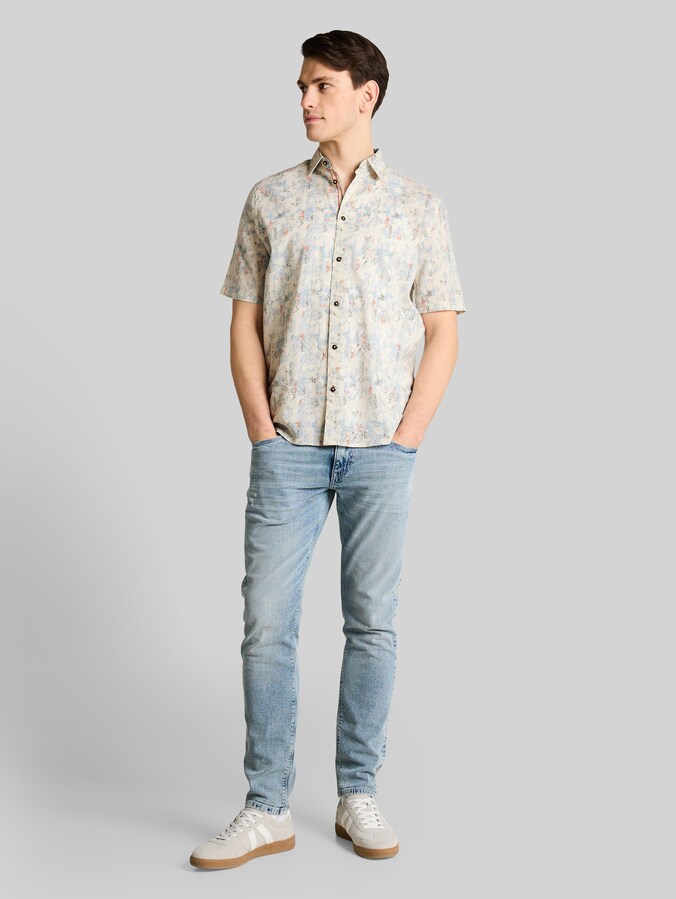 Chemise à manches courtes Comfort Fit à motif par Men, offwhite structure design
