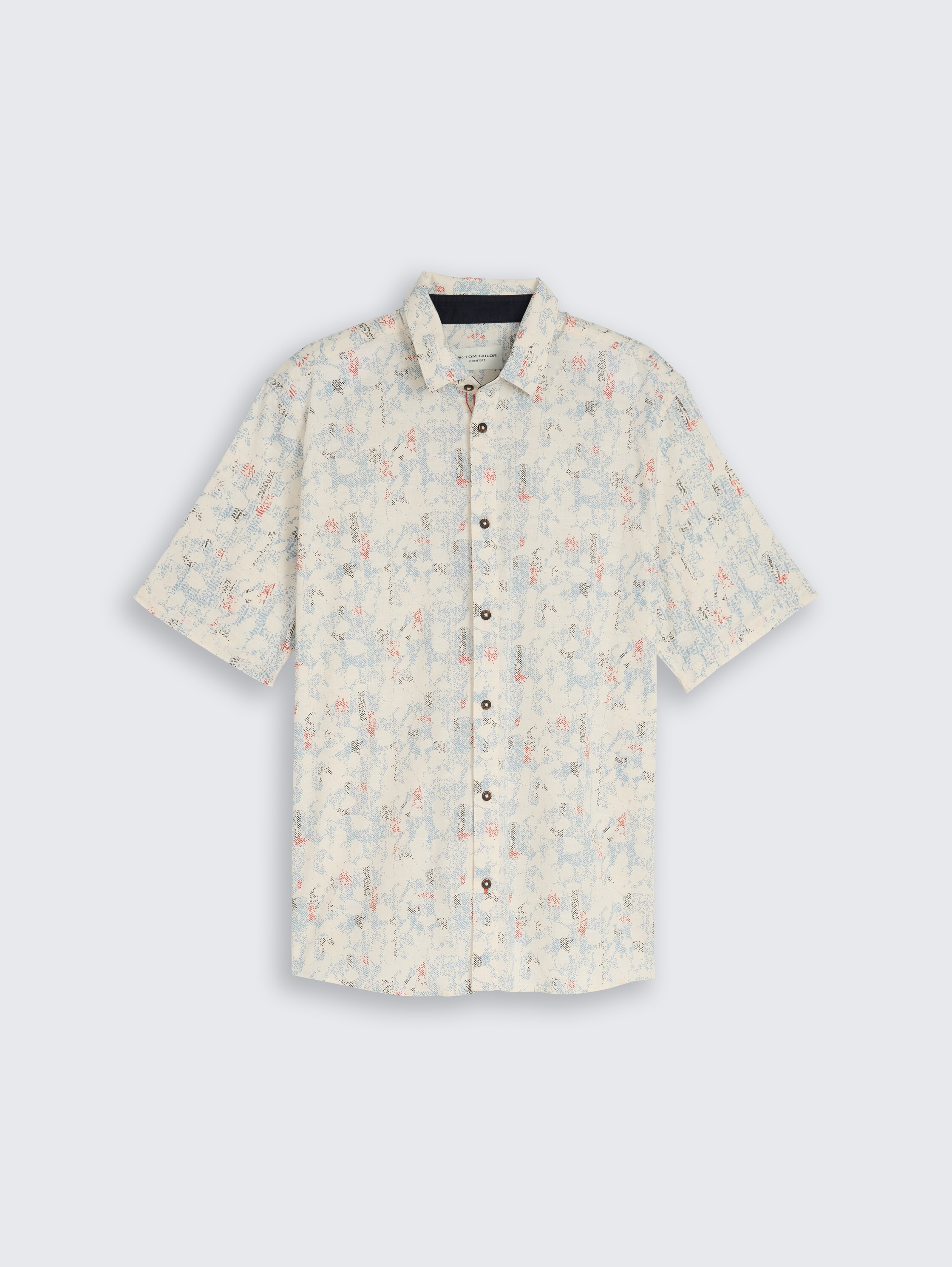 Comfort Fit shirt met korte mouwen en patroon - offwhite_structure_design - 