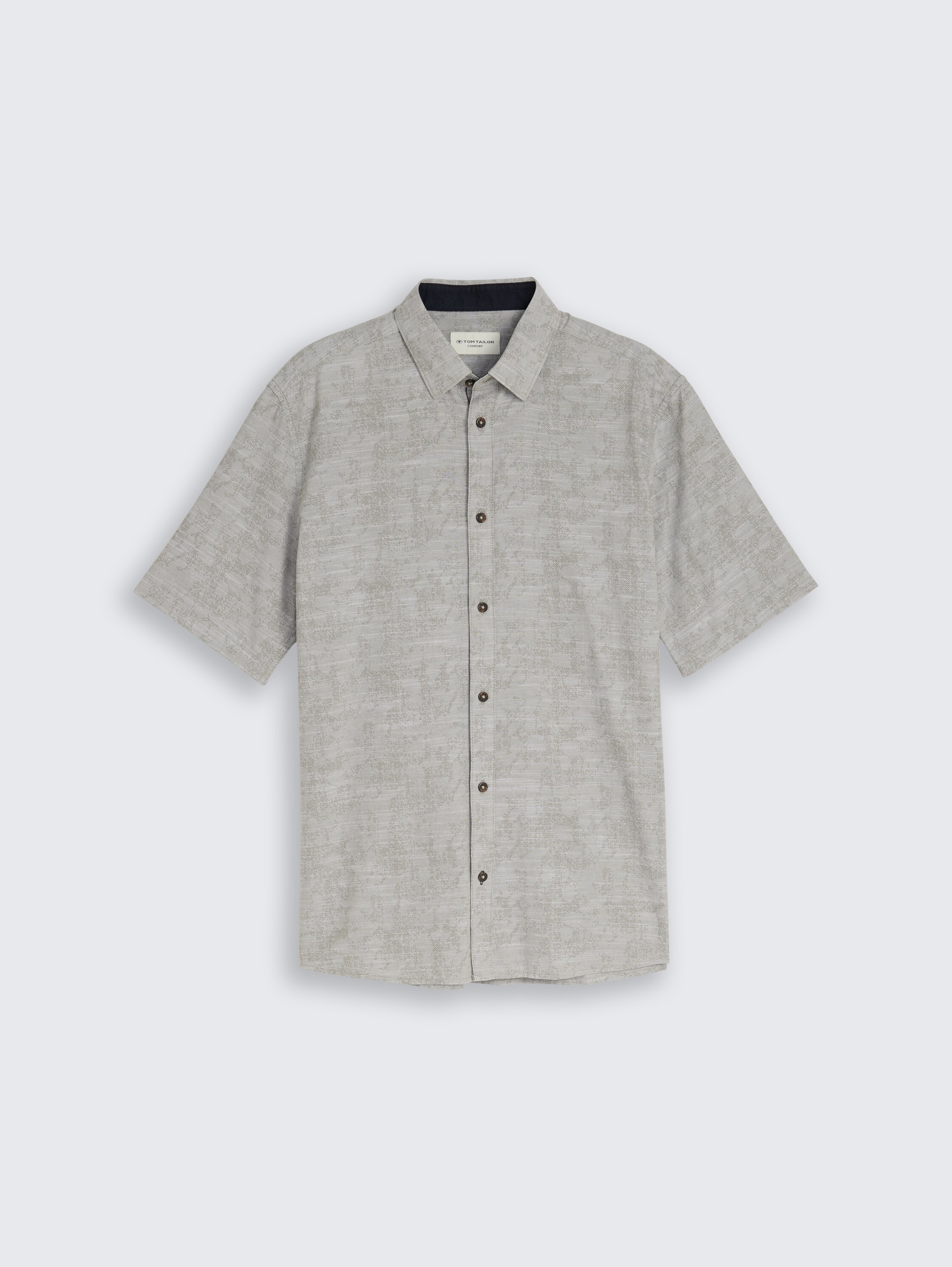 Comfort Fit shirt met korte mouwen en patroon - greyish_olive_tonal_design - 