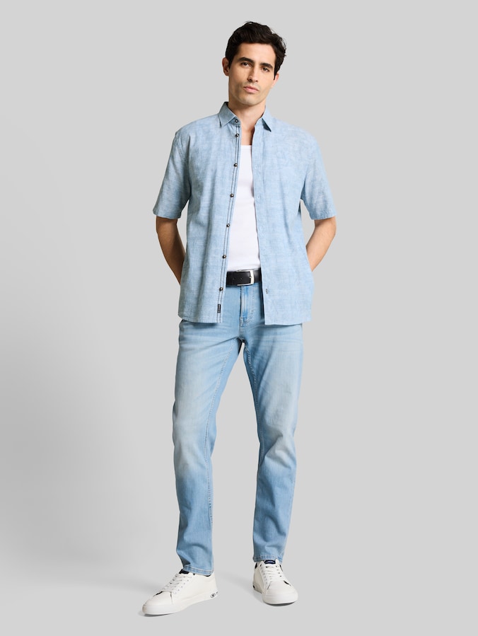 Comfort Fit shirt met korte mouwen en patroon door Men, light blue tonal design