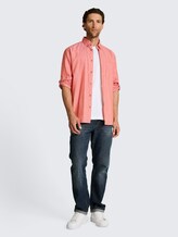 Chemise coupe classique avec fonction turn-up - chili orange herringbone - Vue de face du modèle
