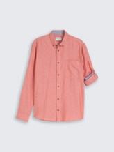 Chemise coupe classique avec fonction turn-up - chili orange herringbone - Vue de face du produit