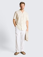 Regular fit short-sleeved shirt with embroidery - Gardenia White - Model front view