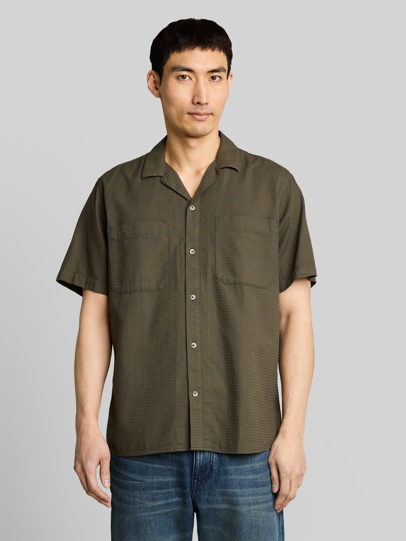 Regular fit resorthemd met wafelstructuur door Men, deep leaf green